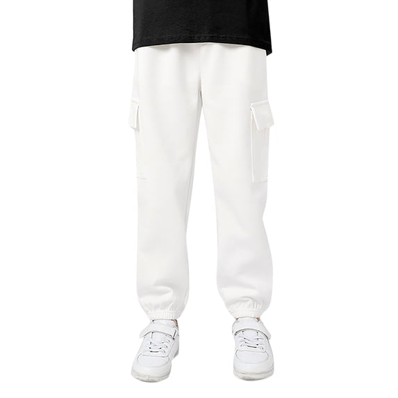 HNMKIU Stylish Autumn Girls Leggings for Play Comfortable Elastic Sports Pants Youth Children's Fashion Trousers White,7-8 Years
