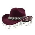 thumbnail image 1 of HNMKIU Stylish Cowboy Hat For Both Men And Women Featuring Large Round Gemstone Fringe And Rhinestone Decorations Ideal For Parties And Special Events,, 1 of 3