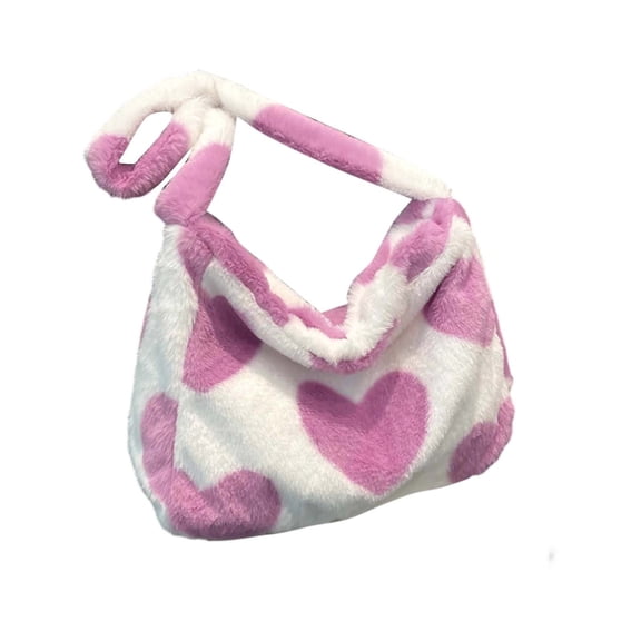 HNMKIU Stylish Heart Print Valentine's Day bag Large Soft Shoulder Handbag for Women 01_Light Pink,One Size