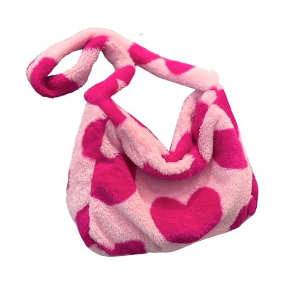 HNMKIU Stylish Heart Print Valentine's Day bag Large Soft Shoulder Handbag for Women 01_Pink,One Size