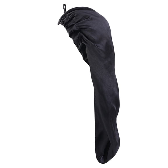 HNMKIU Stylish Satin Sleep Bonnet for Women with Long Hair Large Elastic Hair Cap Breathable Nighttime Black,One Size
