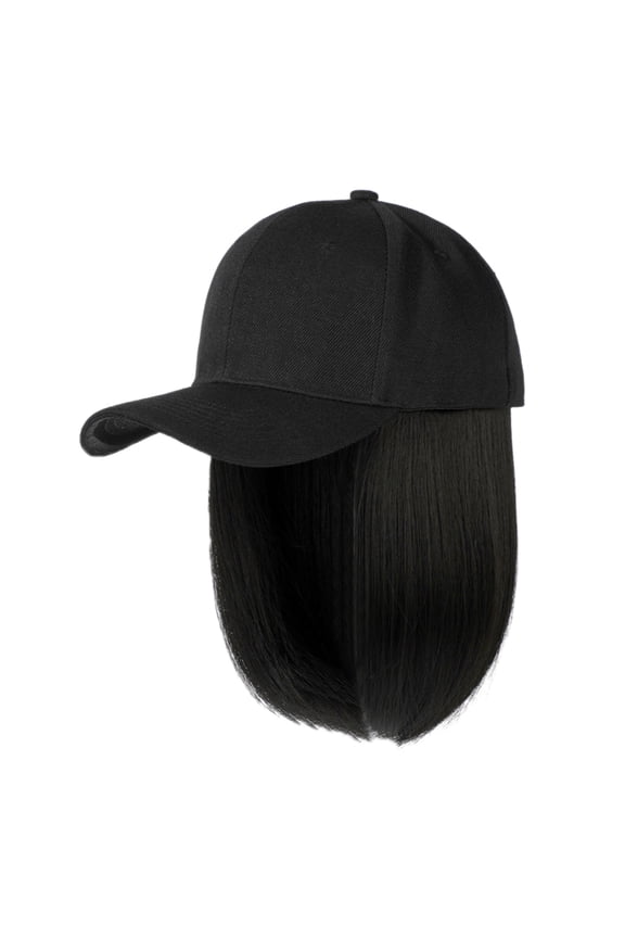 Stylish Synthetic Bob Wig Hat For Women Fashion Hair Extension Baseball Cap With Removable Straight Short Hairstyle A,One Size