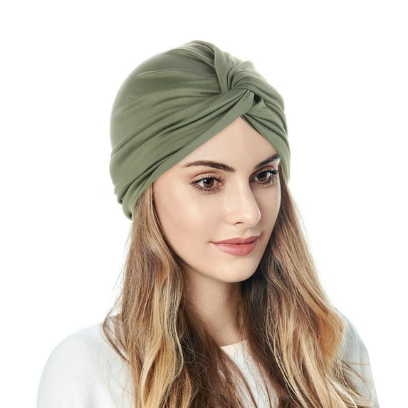 HNMKIU Stylish -Tied Turban Bonnet Headwrap Hat for Women Fashion Hair Accessory and Baseball Cap Alternative Green,One Size