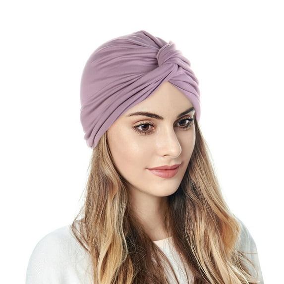 HNMKIU Stylish -Tied Turban Bonnet Headwrap Hat for Women Fashion Hair Accessory and Baseball Cap Alternative Purple,One Size