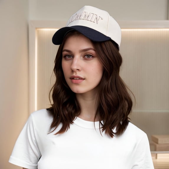 HNMKIU Stylish Unisex Canvas Trucker Baseball Cap Adjustable Outdoor Casual Hat With Mommin Embroidery Design For Daily Wear White,One Size