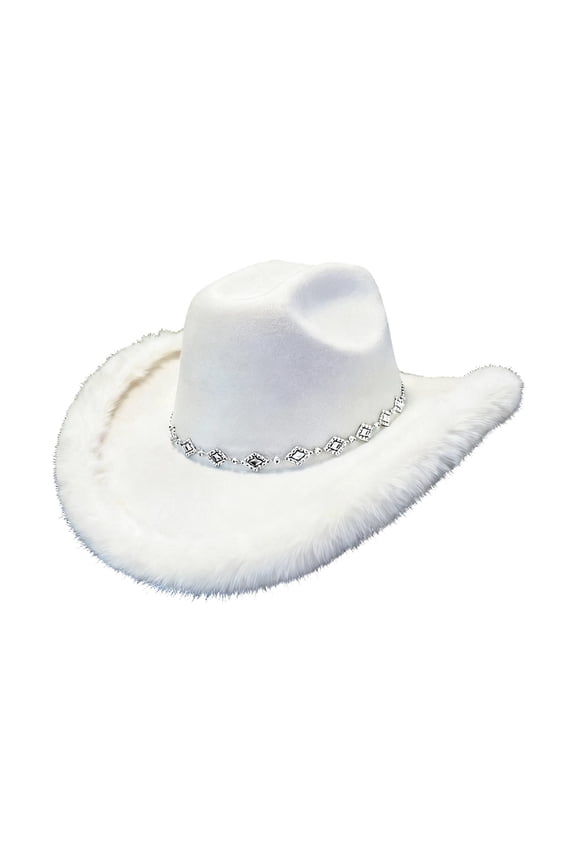 Stylish Western Fringed Cowboy Hat for Festive Celebrations and Country Themed Party Events White,One Size