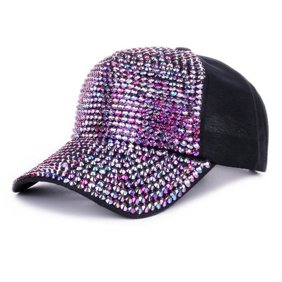 HNMKIU Stylish Women's Summer Baseball Cap with Rhinestone Embellishment for Outdoor Sun and Fashion Purple,One Size