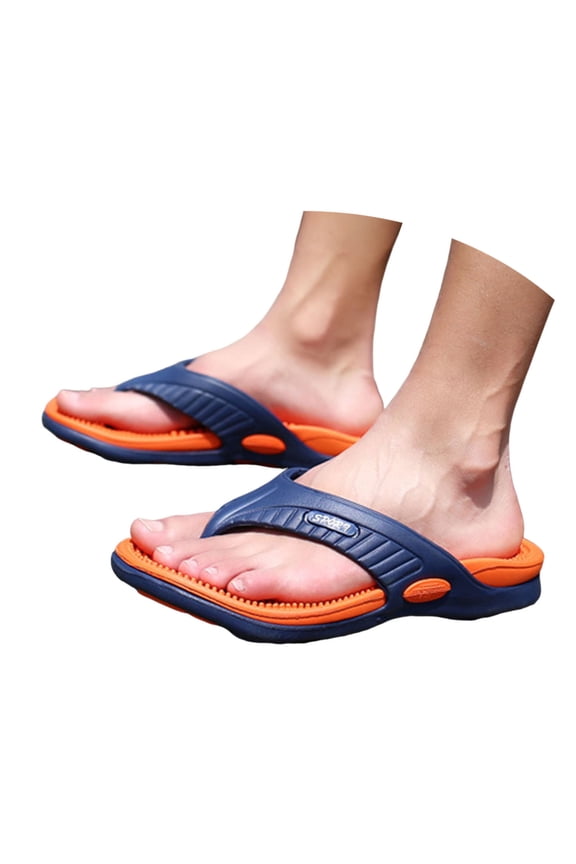 Mens Slippers Summer Beach Flip Flops with Comfortable Sole for Casual Outdoor Daily Wear Lightweight On Sandals Flip Flops for Men Z02_Orange,9.5