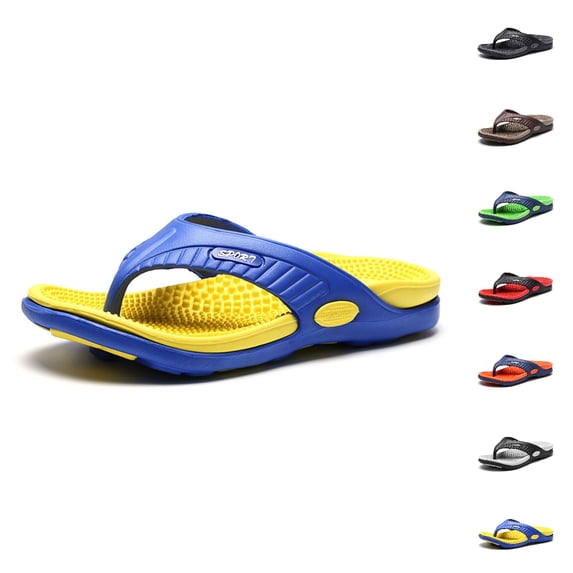 HNMKIU Mens Slippers Summer Beach Flip Flops with Comfortable Sole for Casual Outdoor Daily Wear Lightweight On Sandals Flip Flops for Men Yellow,10