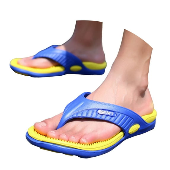 HNMKIU Mens Slippers Summer Beach Flip Flops with Comfortable Sole for Casual Outdoor Daily Wear Lightweight On Sandals Flip Flops for Men Z02_Yellow,11.5