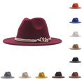 thumbnail image 1 of HNMKIU Sun Hat For Men And Women Fedora Classic Wide Belt Floppy Wool Panama Buckle Caps, 1 of 1