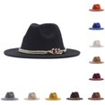 thumbnail image 1 of HNMKIU Sun Hat For Men And Women Fedora Classic Wide Belt Floppy Wool Panama Buckle Caps, 1 of 1