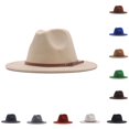thumbnail image 1 of HNMKIU Sun Hats For Men And Women Fedora Panama Wool Belt Classic Buckle Floppy Wide Hat, 1 of 2