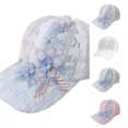 thumbnail image 1 of HNMKIU Sun Shading Sunscreen Korean Lace Hollow Flower Baseball Cap Casual Fashion Breathable Adjustable Lightweight Unisex Outdoor Summer Headwear WH2 - One Size, 1 of 4
