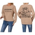 thumbnail image 1 of HNMKIU Sweatshirts for Women Letter Print Round Neck Pullover Top Hoodie for Fall Winter Casual Womens Casual Tops,Khaki,S, 1 of 4
