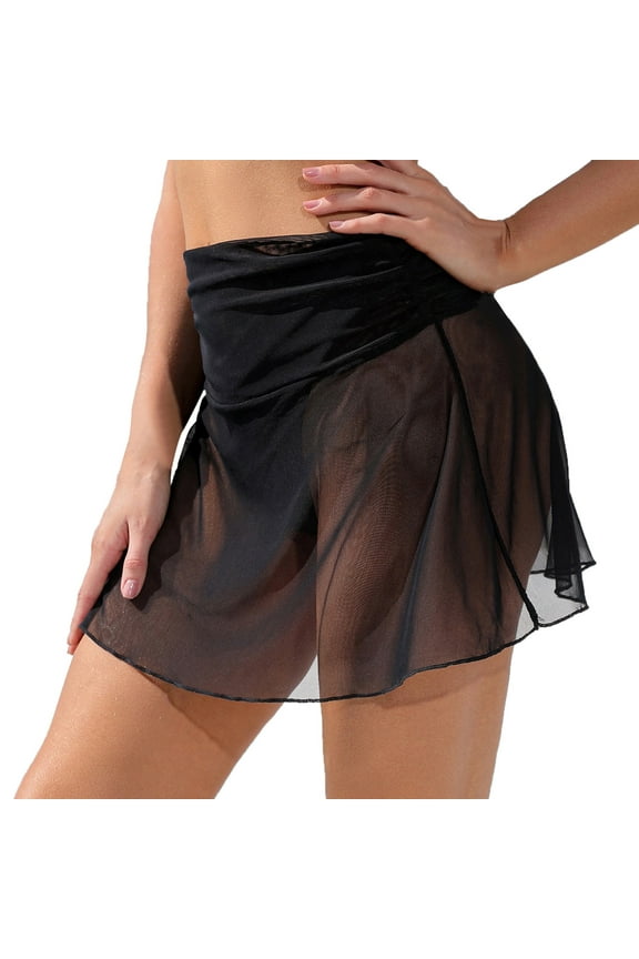 Swim Suit Cover Up Short Fringe Wrap Skirt with Sequin Detail Shiny Beach Cover Up for Womens Swimsuits Black,M