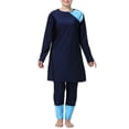thumbnail image 1 of HNMKIU Swimming Suits for Women Plus Size Full Coverage Loose Fit Long Sleeve Swim Dress with Hood and Pants Womens Swimwear 01_Blue，XXXL, 1 of 6