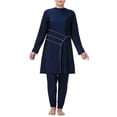 thumbnail image 1 of HNMKIU Swimsuits for Women Plus Size Full Coverage Loose Fit Long Sleeve Swim Dress with Hood and Pants Womens Swimwear 02_Blue，XXXL, 1 of 7