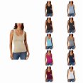 thumbnail image 1 of HNMKIU Tank Tops for Women Summer Casual Low Round Neck Ribbed Tank Tops Sleeveless Stretchy Form Fitting Basic Vest Tops For Daily Wear Beige,L, 1 of 4