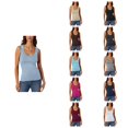 thumbnail image 1 of HNMKIU Tank Tops for Women Summer Casual Low Round Neck Ribbed Tank Tops Sleeveless Stretchy Form Fitting Basic Vest Tops For Daily Wear Blue,S, 1 of 4