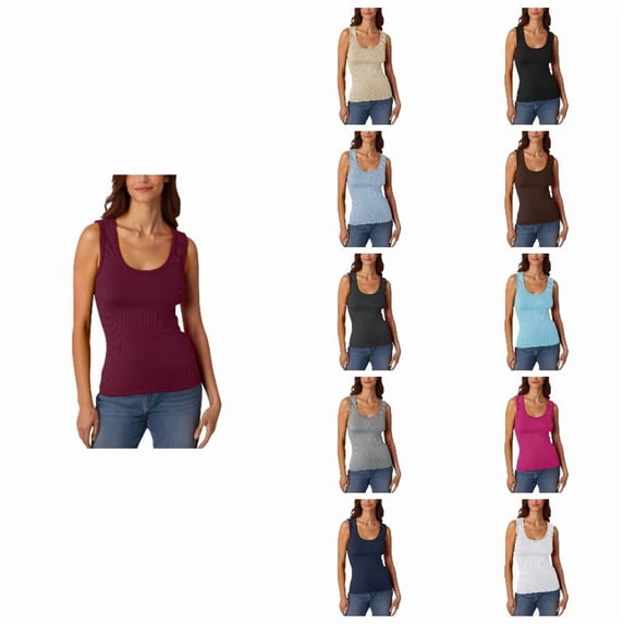 HNMKIU Tank Tops for Women Summer Casual Low Round Neck Ribbed Tank Tops Sleeveless Stretchy Form Fitting Basic Vest Tops For Daily Wear Red,XXL