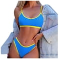 thumbnail image 1 of HNMKIU Tankini Swimsuits for Women Solid Color U-Neck Adjustable Thin Strap Two Piece Swimsuit Set with Boyshorts Tankini Bathing Suits Z01_Light Blue,M, 1 of 5