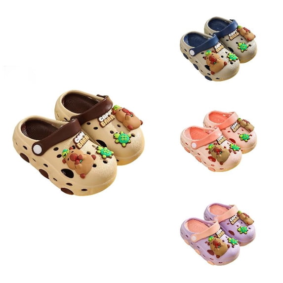 HNMKIU Themed Summer Slippers For Girls Cute Cartoon Animal Design Soft Sole Indoor Outdoor Casual Footwear For Toddlers And Kids Khaki,7-8 Years
