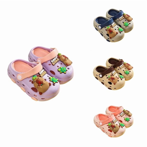 HNMKIU Themed Summer Slippers For Girls Cute Cartoon Animal Design Soft Sole Indoor Outdoor Casual Footwear For Toddlers And Kids Purple,6-7 Years