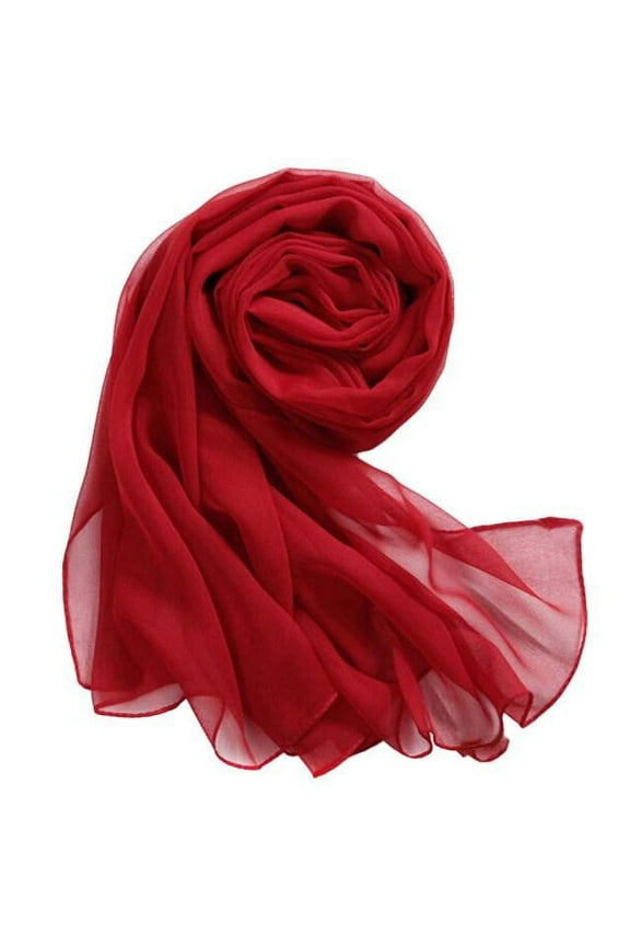 Thin Chiffon Wrap for Women Soft Beach Shawl Light Lightweight Elegant Accessory Red,One Size