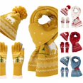 thumbnail image 1 of HNMKIU Three Piece Cold Proof Knitted Hat Scarf Set With European Autumn Winter Warm Accessory For Daily Casual Wear Yellow - One Size, 1 of 7