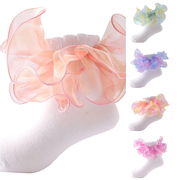 HNMKIU Toddler Girls Lace Socks with Ripple Ruffle Floor Socks for PK1,1-3 Years