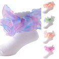 thumbnail image 1 of HNMKIU Toddler Girls Lace Socks with Ripple Ruffle Floor Socks for Purple,6-8 Years, 1 of 4