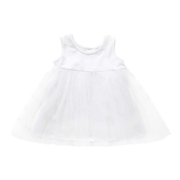 HNMKIU Toddler Girls Sleeveless Holiday Party Mesh Tutu Dress with Layered Skirt for Birthday Photo and Occasions White,18-24 Months