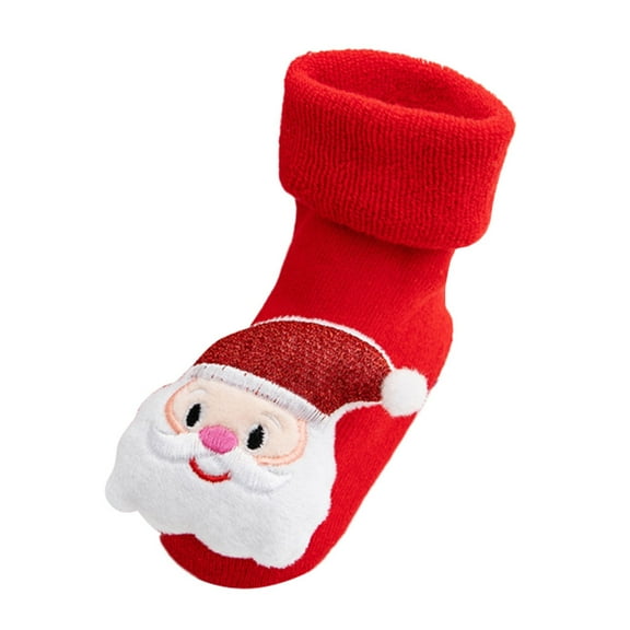 HNMKIU Toddler Kids Baby Boys and Girls Christmas Santa Deer Knitted Christmas Socks Festive for Holiday Season Wear Cozy and Design for Children 02_Red,0-12 Months