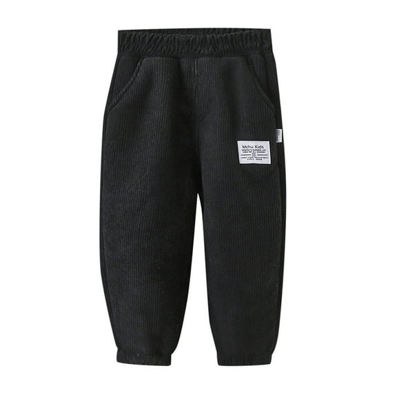 HNMKIU Toddler Pants Kids Baby Girls Boys Athletic Jogger Sweatpants Lined Thick Winter Warm Long Bottoms Trousers Black,5-6 Years