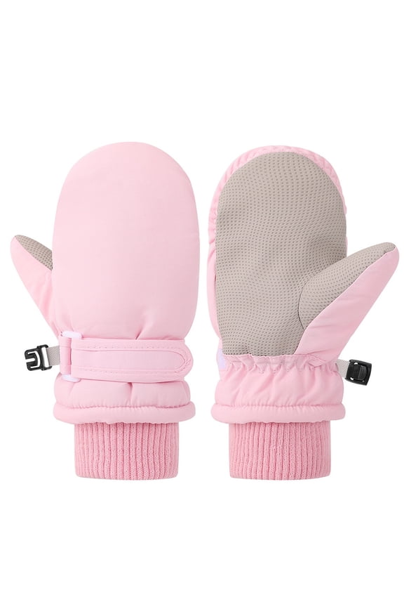 Toddler Skiing Mittens Winter Gloves for Boys Girls Outdoor Cold Weather Activities Pink,4-12 Years