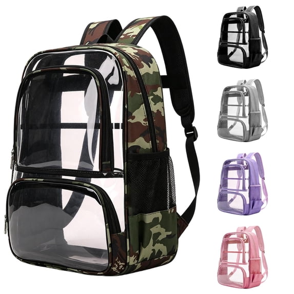 HNMKIU Back to School Transparent Schoolbag With Multiple Pockets Large Capacity Stadium Backpack For Daily Commute And Business Use ,