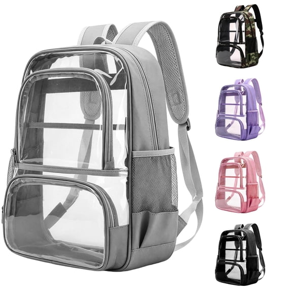 HNMKIU Back to School Transparent Schoolbag With Multiple Pockets Large Capacity Stadium Backpack For Daily Commute And Business Use ,Grey