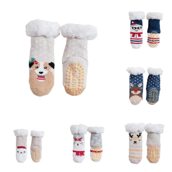 HNMKIU Trends Baby Slipper Socks Toddler Fuzzy Warm Non Winter Kids Khaki,M