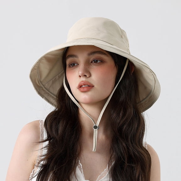 HNMKIU Unisex Adjustable Drawstring Bucket Hat for Outdoor Summer Activities Lightweight Breathable Sun Comfort Beige,One Size