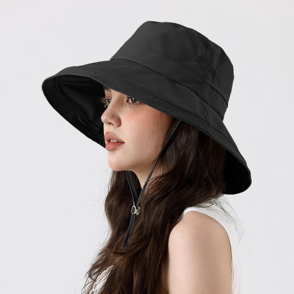 HNMKIU Unisex Adjustable Drawstring Bucket Hat for Outdoor Summer Activities Lightweight Breathable Sun Comfort Black,One Size