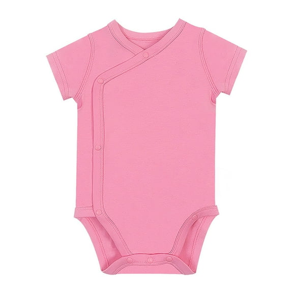 HNMKIU Unisex Baby Solid Bodysuit Baby Romper Blank for 0-24 Months Boys Girls Short Sleeve for Toddlers 2-Pink,6-9 Months