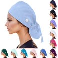 thumbnail image 1 of HNMKIU Unisex Baseball Cap with Built-in Sweatband Buttons Scrub Bouffant Hat for Men Women Light blue,One Size, 1 of 4