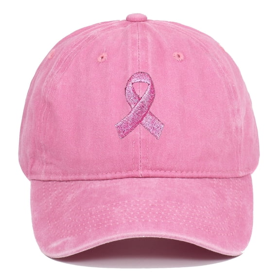 HNMKIU Unisex Cancer Awareness Ribbon Embroidered Baseball Cap Fashionable Denim Hat for Outdoor Activities Pink,One Size
