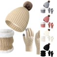 thumbnail image 1 of HNMKIU Unisex Knitted -Lined Winter Accessory Set with Scarf and for Cold Weather Beige - One Size, 1 of 4