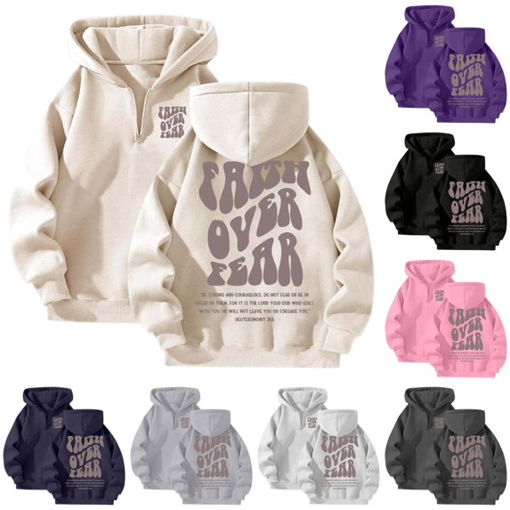 HNMKIU Unisex Letter Print Hooded Zip Up Sweatshirt | Streetwear Loose Fit Pullover Hoodie for Women Beige,S