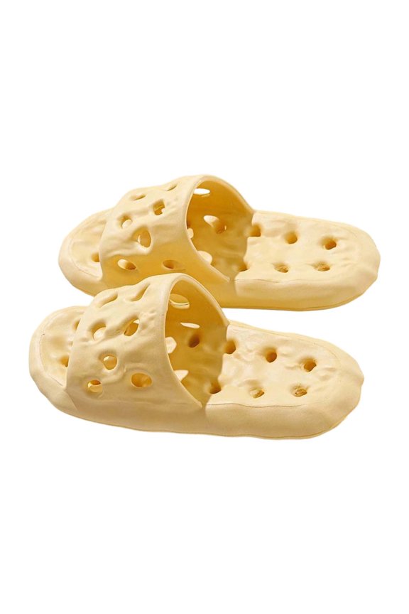 Unisex Openwork Bath Slippers for Couples Water Friendly for Outdoor Shower and Indoor Home Comfort Women's Slippers Yellow,41