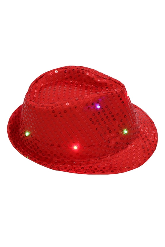 Unisex Sequin Flashing Baseball Cap with Dynamic Light Dance for Party Dress and Fancy Celebration Red,One Size