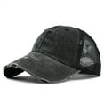 thumbnail image 1 of HNMKIU Unisex Trucker Baseball Hat with Ponytail Visor for Buns and Messy Hairstyles Black,One Size, 1 of 3