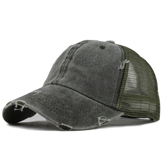 HNMKIU Unisex Trucker Baseball Hat with Ponytail Visor for Buns and Messy Hairstyles Green,One Size